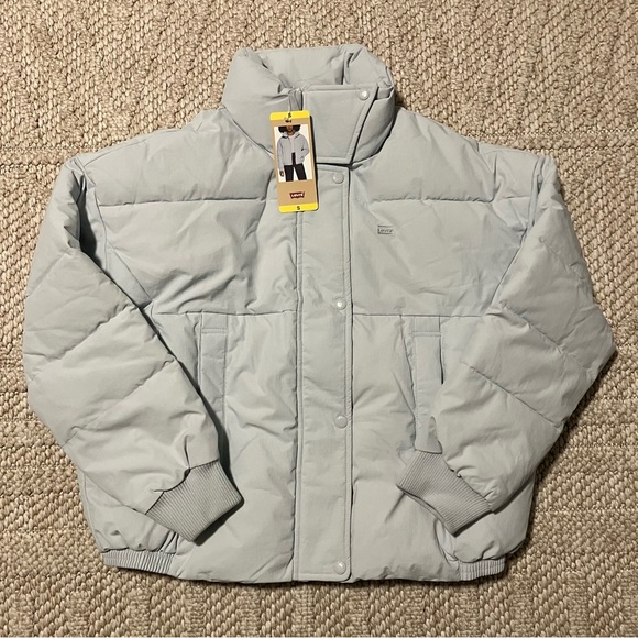 Levi's Womens Cropped Puffer Jacket - Air Blue - size small - Picture 6 of 13